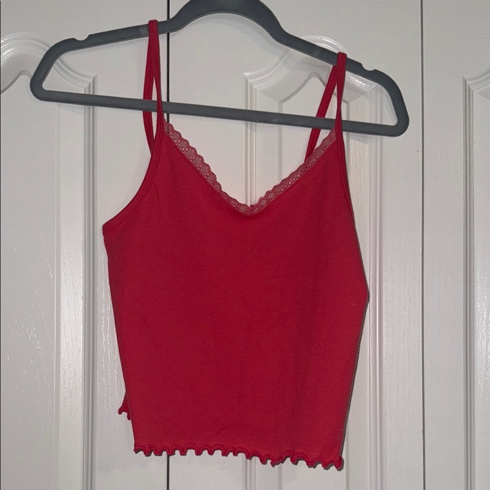 American Eagle Outfitters Pink Fitted Crop Camisole